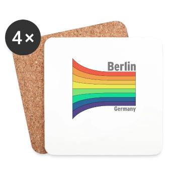 Berlin Regenbogen Stolz Souvenir Mitbringsel - Untersetzer (4er-Set) - Weiß - Vorne