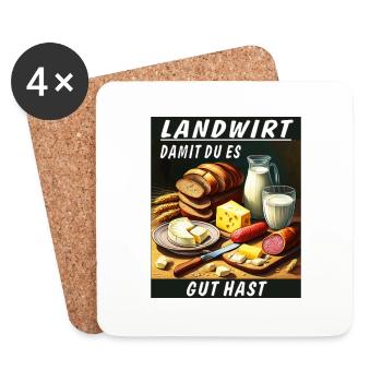 LANDWIRT DAMIT DU ES GUT HAST - Untersetzer (4er-Set) - Weiß - Vorne