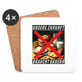 UNSERE ZUKUNFT BRAUCHT BAUERN - Untersetzer (4er-Set) - Weiß - Vorne