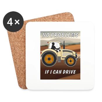 TRACTEUR PAS DE PROBLÈMES SI JE PEUX CONDUIRE - Dessous de verre (lot de 4) - blanc - Devant