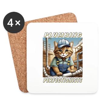 CAT Plumbing Perfectionists - Coasters (set of 4) - white - Front