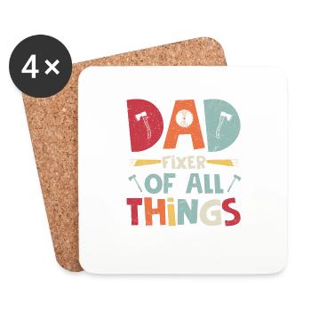 Dad: Fixer Of All Things - Carpenter Hero - Untersetzer (4er-Set) - Weiß - Vorne