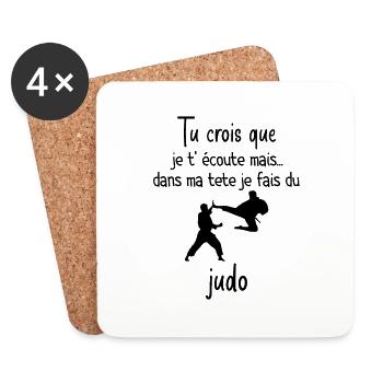 Judo Je Fais Du Judo Humour Judo Cadeau - Dessous de verre (lot de 4) - blanc - Devant