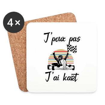 Karting - J'peux pas j'ai kart - Humour Cadeau - Dessous de verre (lot de 4) - blanc - Devant