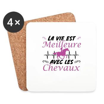 La vie est meilleure avec les chevaux - Dessous de verre (lot de 4) - blanc - Devant