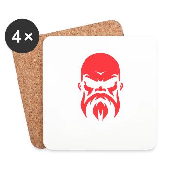 Bald man with beard, strong guy - Coasters (set of 4) - white - Front