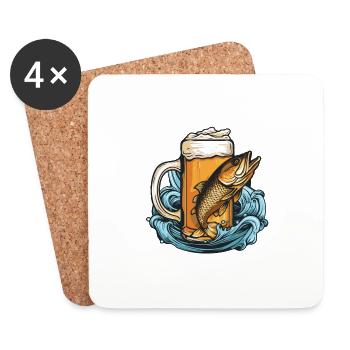 Angeln Bier - Untersetzer (4er-Set) - Weiß - Vorne