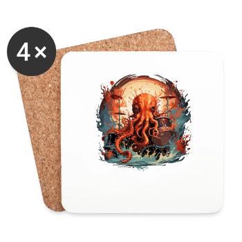 Funny Octupus, Drummer, Musician, Drummer - Coasters (set of 4) - white - Front