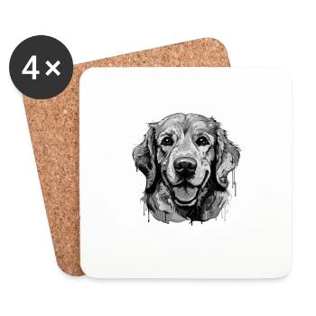 Golden Retriever Dog Head Portrait Animal - Coasters (set of 4) - white - Front