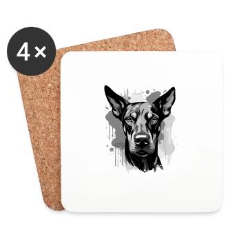 Doberman Dog Head Portrait Animal - Coasters (set of 4) - white - Front