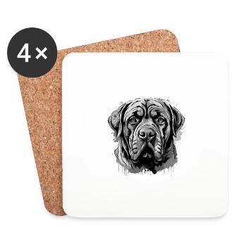 Mastiff Hund Kopf Porträt Tier - Untersetzer (4er-Set) - Weiß - Vorne