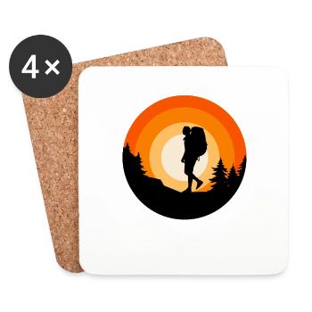 Hiking Clothing Outdoor Backpacking Camping - Coasters (set of 4) - white - Front