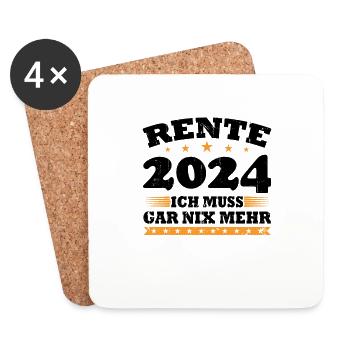 Rente 2024 Ich Muss Gar Nix Mehr - Untersetzer (4er-Set) - Weiß - Vorne