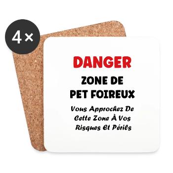 Danger zone de prout - Dessous de verre (lot de 4) - blanc - Devant