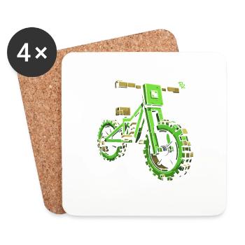Pixel BMX Dirtbike Mountainbike - Untersetzer (4er-Set) - Weiß - Vorne