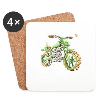 Pixel Bike: Motorcycle Motocross - Coasters (set of 4) - white - Front