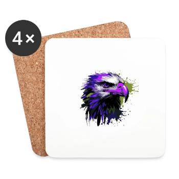 Eagle Head Portrait Colorful - Coasters (set of 4) - white - Front