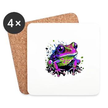 Frosch Bunt - Untersetzer (4er-Set) - Weiß - Vorne