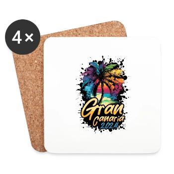Gran Canaria 2024 Palmen Bunt - Untersetzer (4er-Set) - Weiß - Vorne