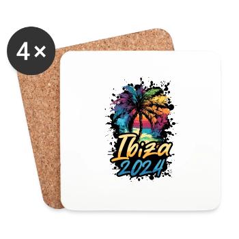 Ibiza 2024 Palmen Bunt - Untersetzer (4er-Set) - Weiß - Vorne
