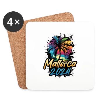 Majorque 2024 Palmiers Colorés - Dessous de verre (lot de 4) - blanc - Devant