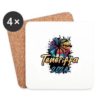 Tenerife 2024 Palm Trees Multicoloured - Coasters (set of 4) - white - Front