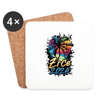 Zrce 2024 Palm Trees Colorful - Coasters (set of 4) - white - Front