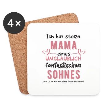 Mama von Sohn - Untersetzer (4er-Set) - Weiß - Vorne