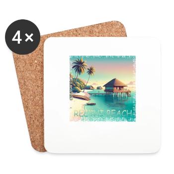 Maldives Reethi Beach – Grunge Holiday Paradise - Coasters (set of 4) - white - Front