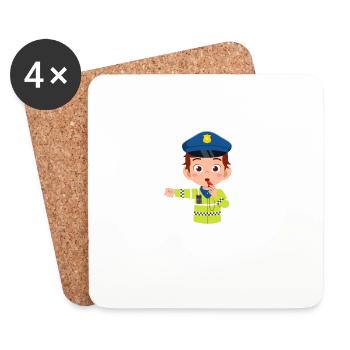 Bureau de Police des Policiers - Dessous de verre (lot de 4) - blanc - Devant
