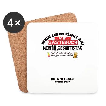 18. Geburtstag Mädchen & Junge Gästebuch - Untersetzer (4er-Set) - Weiß - Vorne