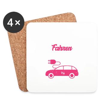 Echte Frauen Fahren Elektroauto - Untersetzer (4er-Set) - Weiß - Vorne