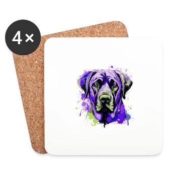 Kangal Dog Head Portrait Colorful - Coasters (set of 4) - white - Front