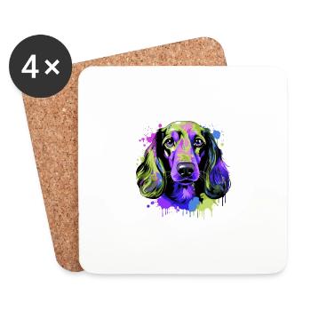 Dachshund Hund Kopf Porträt Dackel Bunt - Untersetzer (4er-Set) - Weiß - Vorne