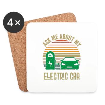 Ask Me About My Electric Car Driver EV Car - Untersetzer (4er-Set) - Weiß - Vorne