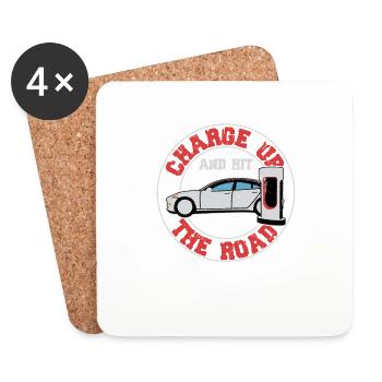 Charge Up And Hit The Road Driver Electric Car - Untersetzer (4er-Set) - Weiß - Vorne
