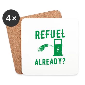 Do You Still Refuel Or Do You Charge Already? EV C - Untersetzer (4er-Set) - Weiß - Vorne