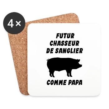 Enfant - Futur Chasseur de Sanglier Comme Papa - Dessous de verre (lot de 4) - blanc - Devant