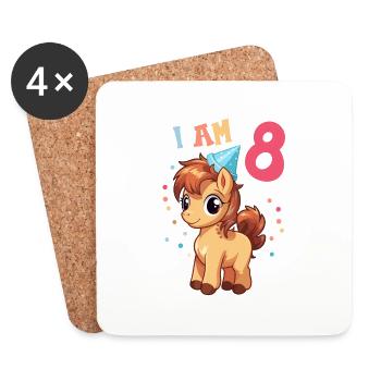 I'm 8 years old Horses Horse 8th birthday - Coasters (set of 4) - white - Front
