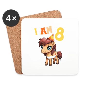 I'm 8 years old Horses Horse 8th birthday - Coasters (set of 4) - white - Front