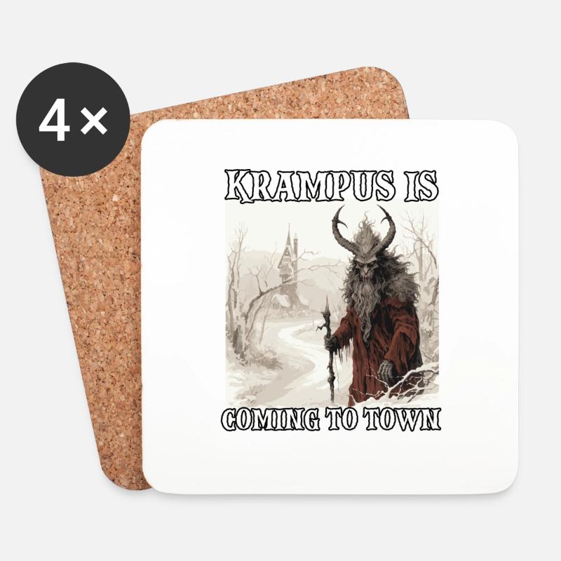 Krampus Maske | Krampus Kostüm Kramperl | - Untersetzer (4er-Set) - Weiß
