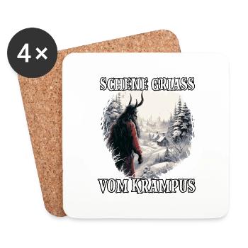 Krampus T Dämonischer Weihnachtsmann Kramperl - Untersetzer (4er-Set) - Weiß - Vorne