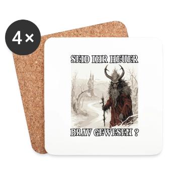 Krampus Maske Krampus Kostüm Kramperl Böser - Untersetzer (4er-Set) - Weiß - Vorne
