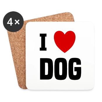 I love Dog - Coasters (set of 4) - white - Front