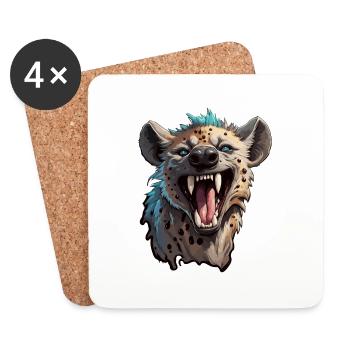 Hyena / Africa / Safrai / Zoo / Wildis / Animal - Coasters (set of 4) - white - Front