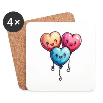 Balloon hearts also for children and birthdays - Coasters (set of 4) - white - Front