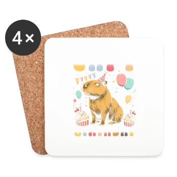 Capy Birthday - Coasters (set of 4) - white - Front