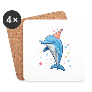 Ich bin 5 Jahre alt Delfine Delfin 5. Geburtstag - Untersetzer (4er-Set) - Weiß - Vorne