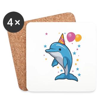 Ich bin 9 Jahre alt Delfine Delfin 9. Geburtstag - Untersetzer (4er-Set) - Weiß - Vorne