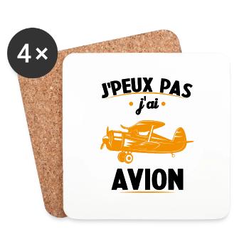Je Peux Pas J ai Avion - Dessous de verre (lot de 4) - blanc - Devant